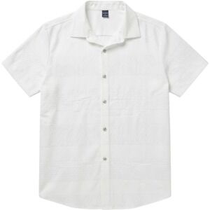 Manfinity Shirt Mens Large White Textured Geometric Short Sleeve Button Up